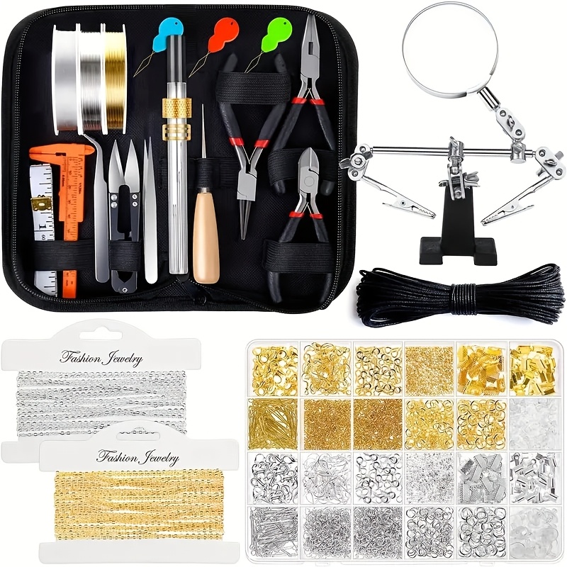 

Complete Jewelry Making Kit For Adults - Includes Tools, Earring Findings, Beading Wire & Accessories With Repair Aids