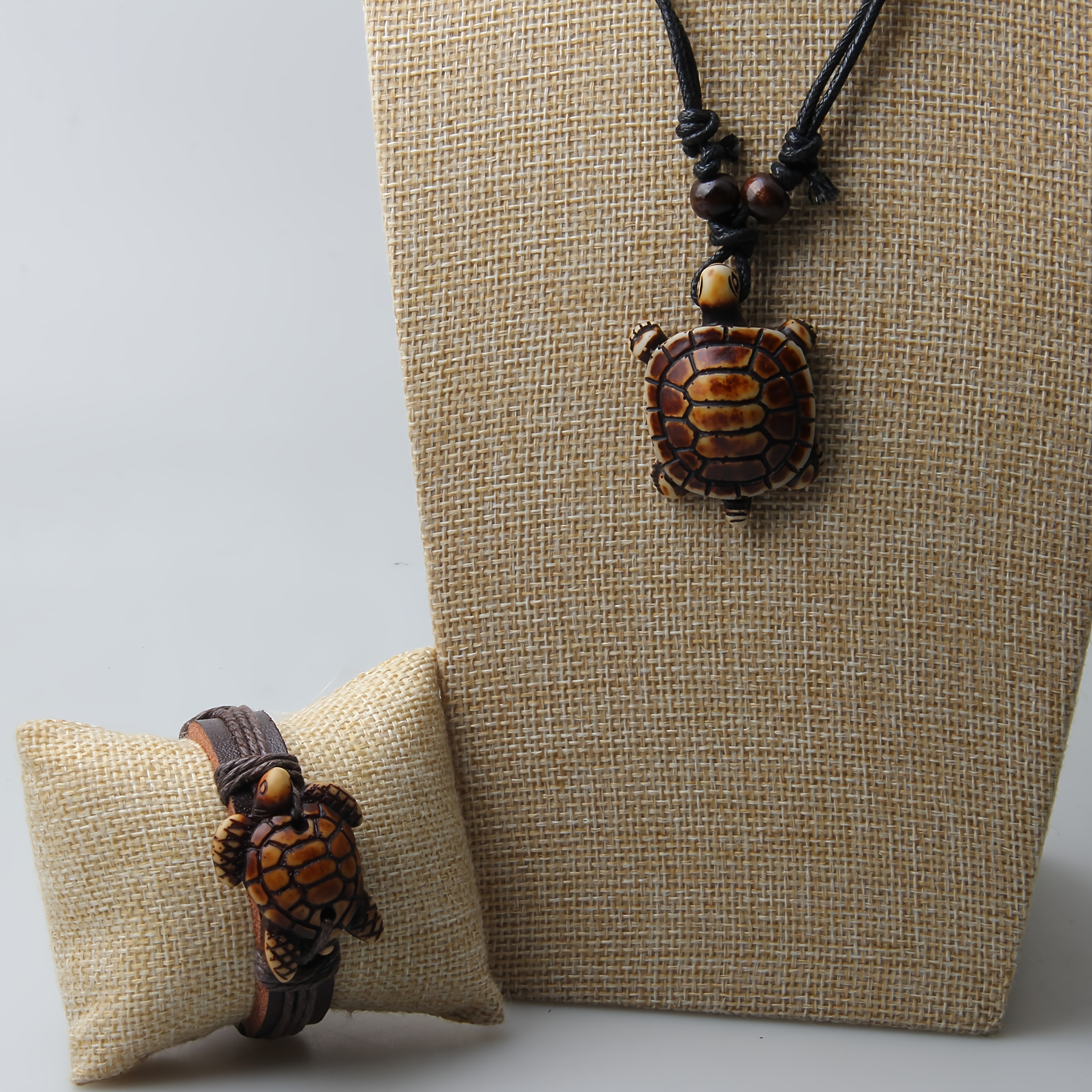 2pcs Retro Sea Turtle & Elephant Couple Pendant Set