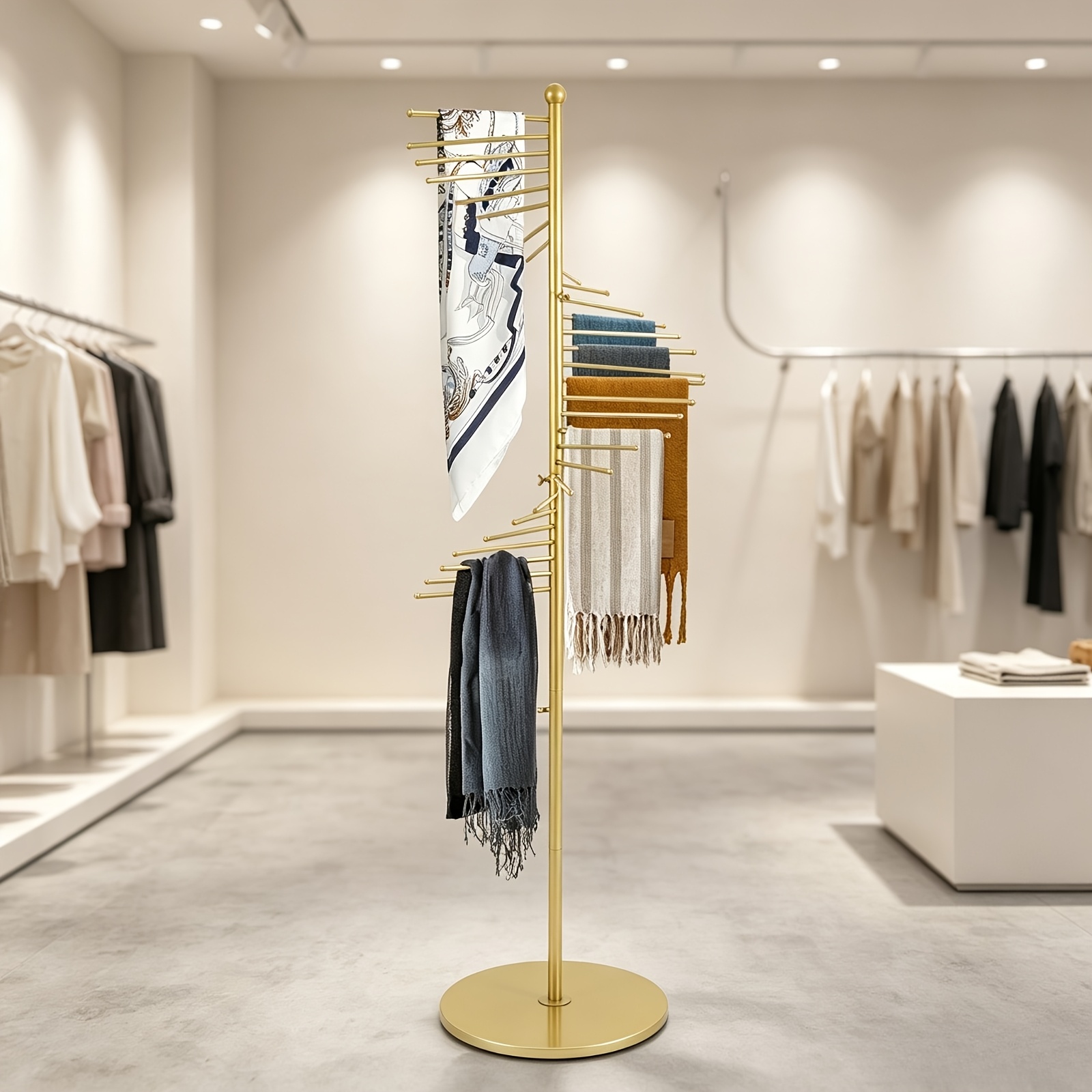 TEMU Freestanding Scarf And Garment Display Stand 1. Tall With Non-slip Base, Elegant Decorative Coat Column