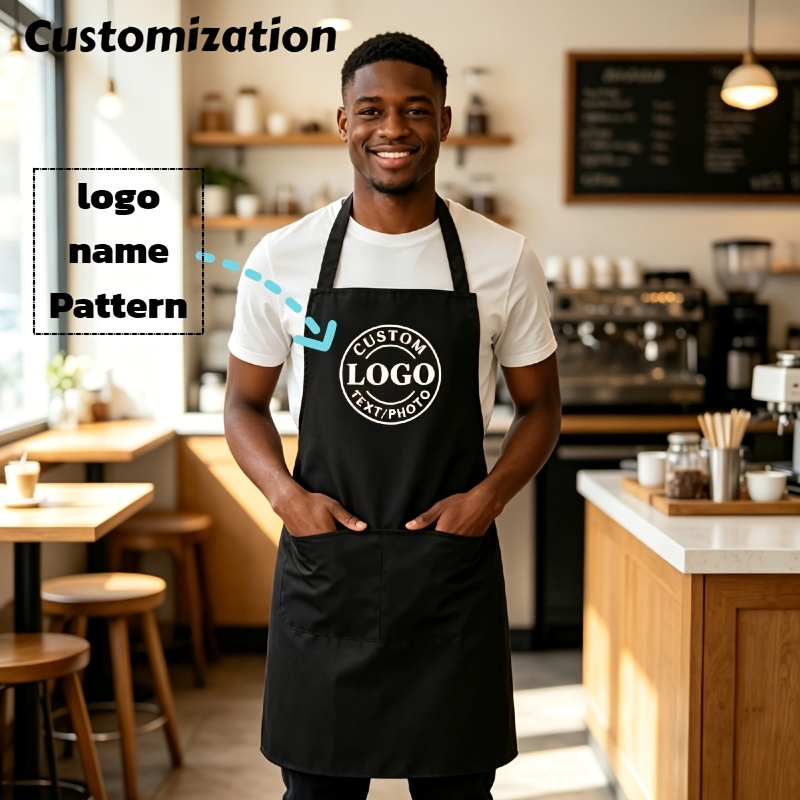 TEMU 1pc Customizable Apron, Personalize With Your Logo/name/pattern, Large , Diy Holiday Gift, Suitable For Kitchen Cooking, Baking, Gardening,