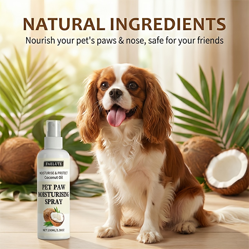 100Ml Moisturizing Spray for Pet Paws - Highly Hydrating Solution for Dry And Cracked Paws - Long-Lasting Moisture Retention Formula - Made with Natural Ingredients Like Coconut Oil And Shea Butter - Quick Absorption, Non-Greasy - Softens, Protects