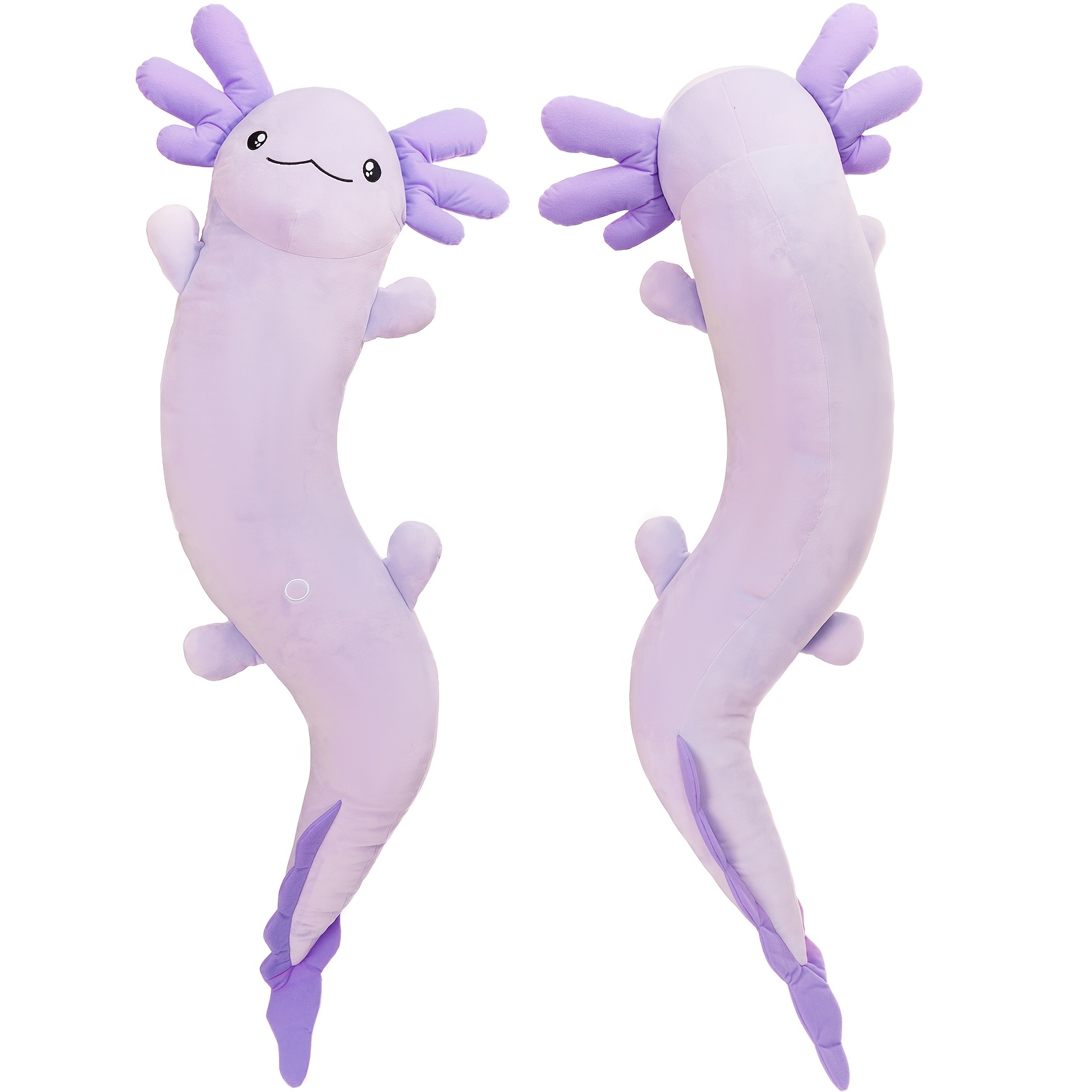 Image of Morismos Giant Axolotl Plush Toy Stuffed Animal, Huge Axolotl Body Pillow For Kids Girl Boy, Long Purple Salamander Plush Glow In The Dark, Valentine Birthday Gifts Holiday Easter Decor