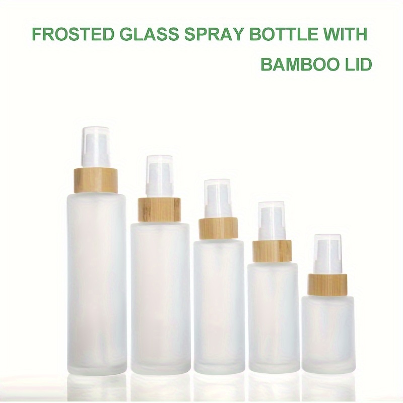 

Matte Glass Spray Bottle With Frosted Bamboo Round Bamboo Lid-transparent 30ml 60ml 100ml Glass Bottle And Spray Bottle Combo