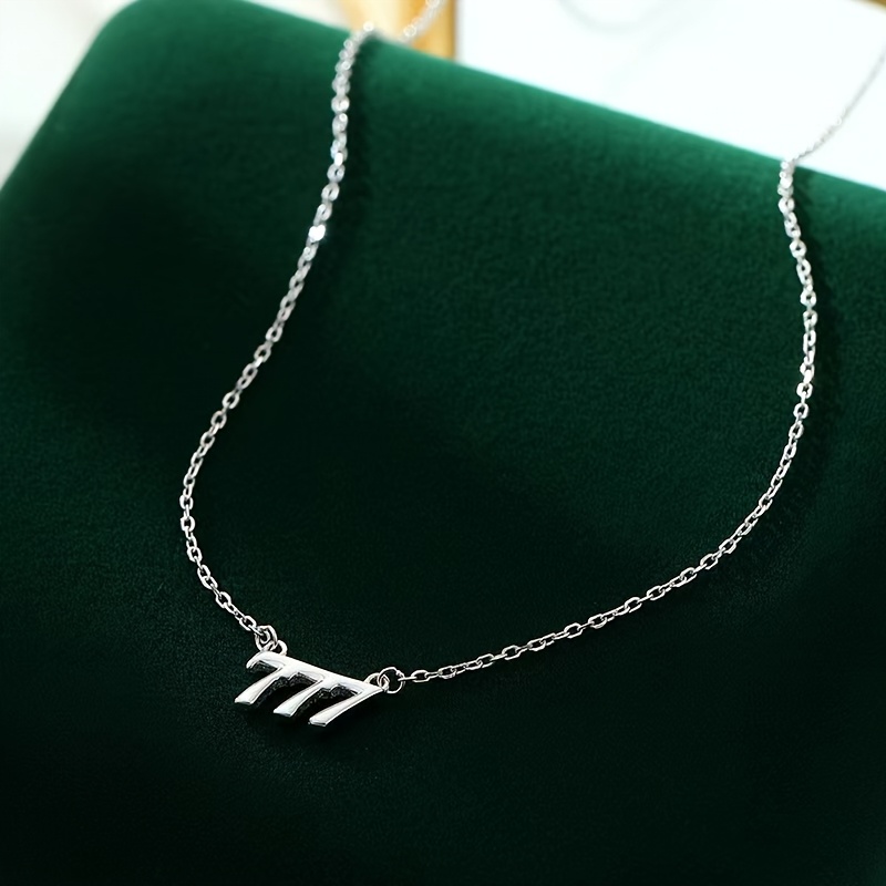1pc New 777 Necklace, Metallic Texture, Daily Matching, Golden Silvery Necklace