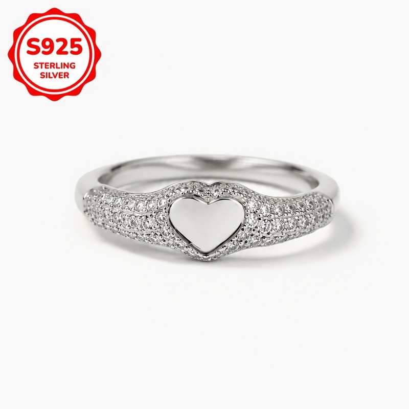 Women's 925 Sterling Silver Multi-Layer Heart-Shaped Ring Set