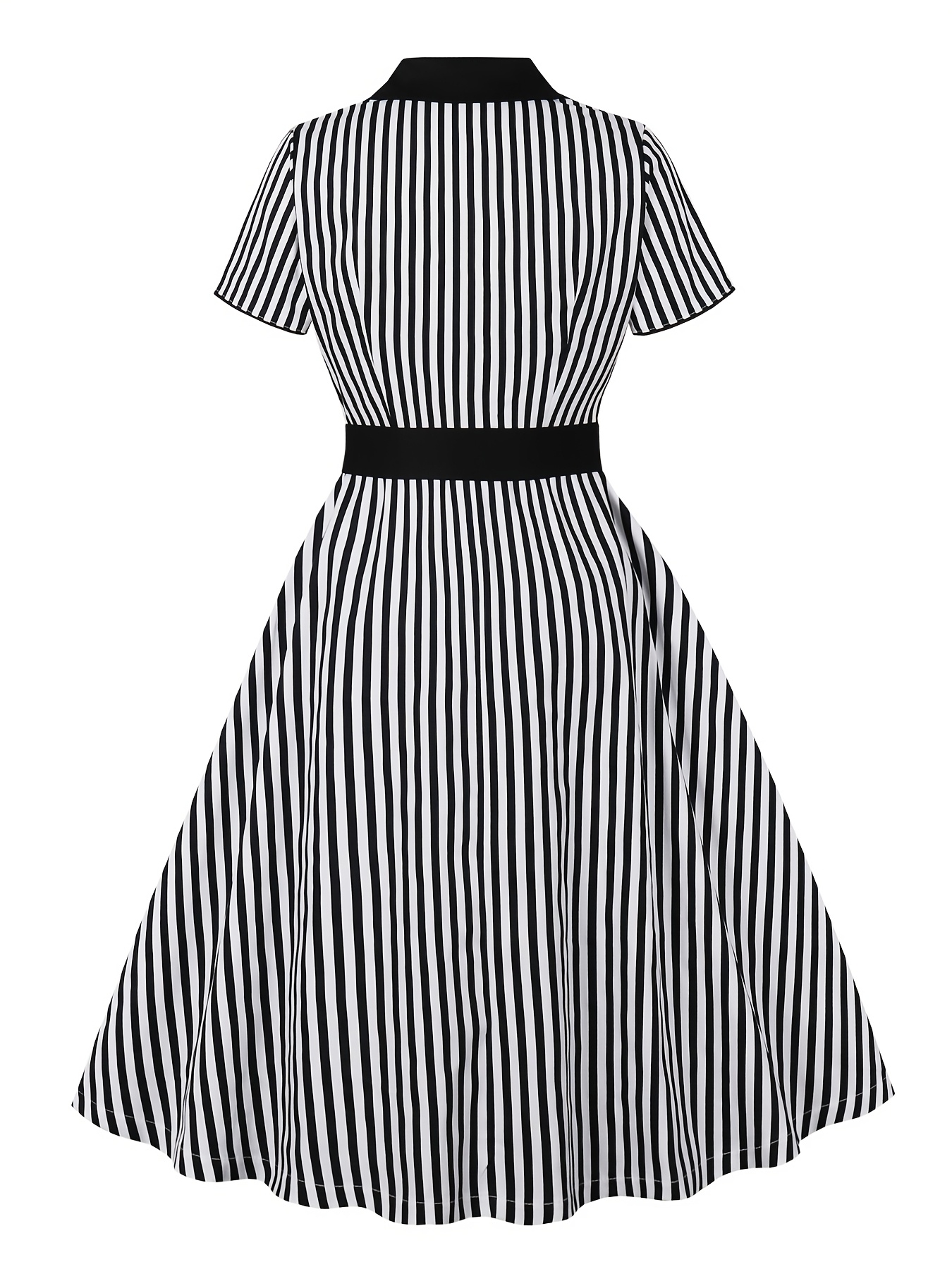 vintage 1950s striped a line dress contrast lapel collar - Temu