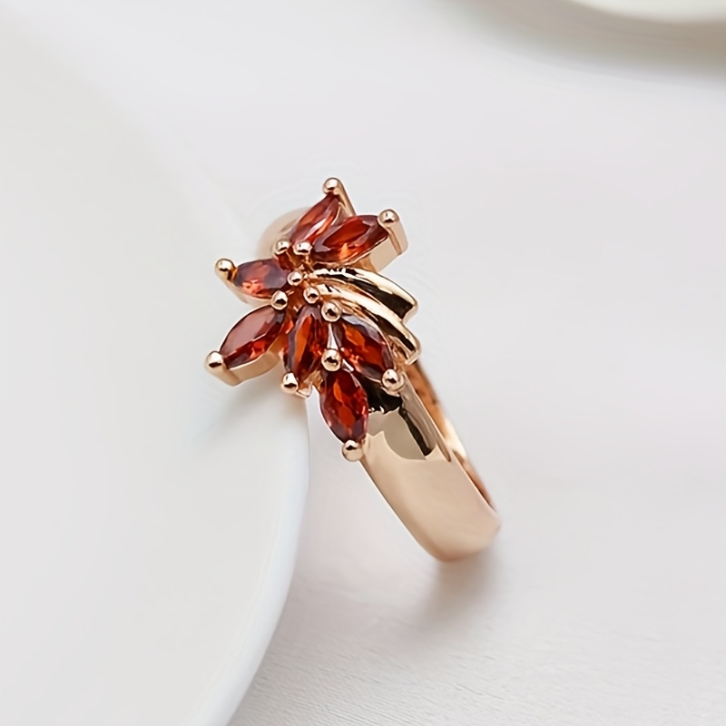 Perfect Copper Ring for Parties with Maple Leaf Design