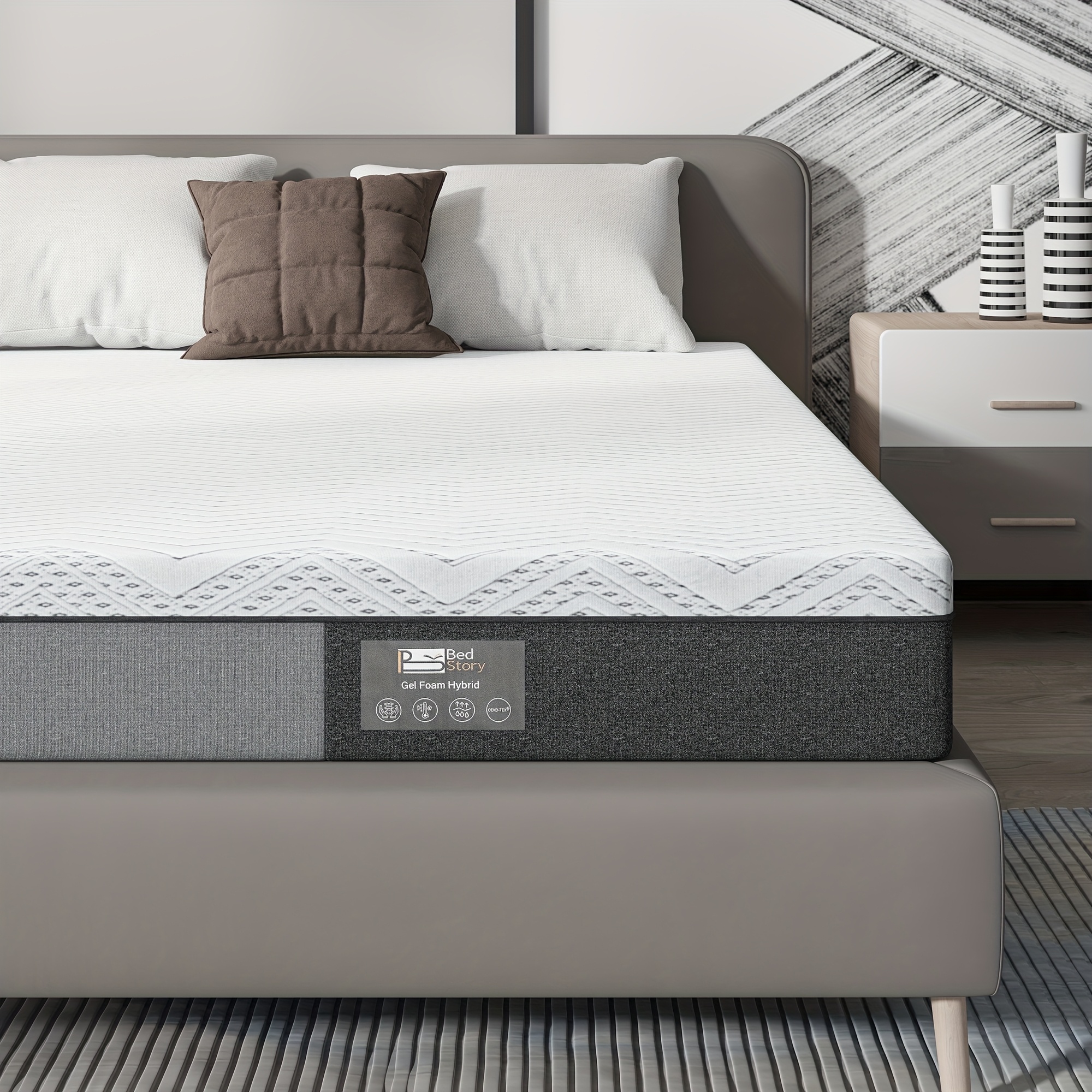 E-shop Bedstory Schaumstoffmatratze 18 cm hoch, mittelfeste Gel Memory Foam Matratze, abnehmbarer Anti-Rutsch-Bezug und hautfreundliche Stoffe