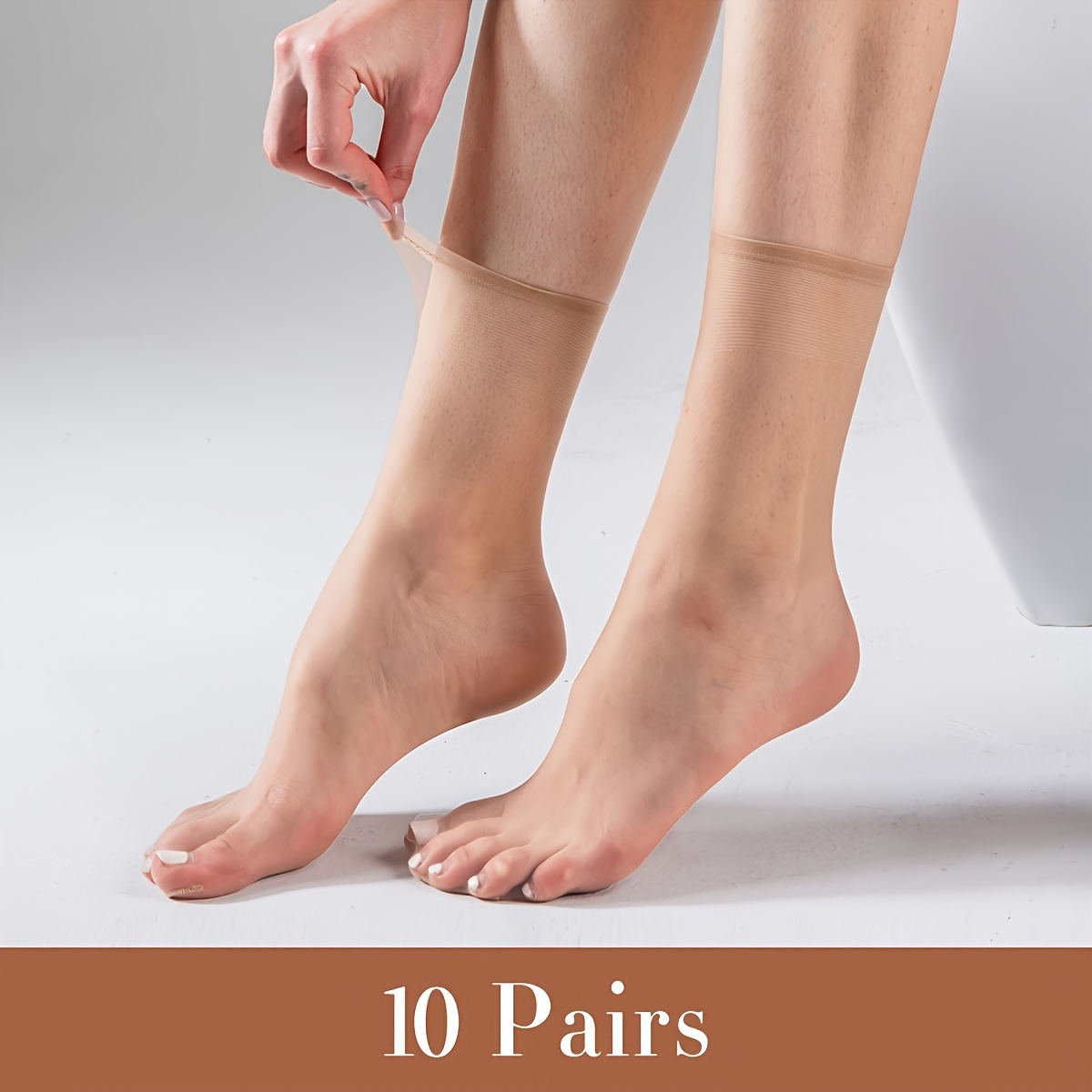 E-shop 10 Paar Damen Ultra-Dünne Kristallsocken bis zur Wade – Unsichtbare Nahtlose Design, Leicht & Atmungsaktiv für Frühling/Sommer, Elegante