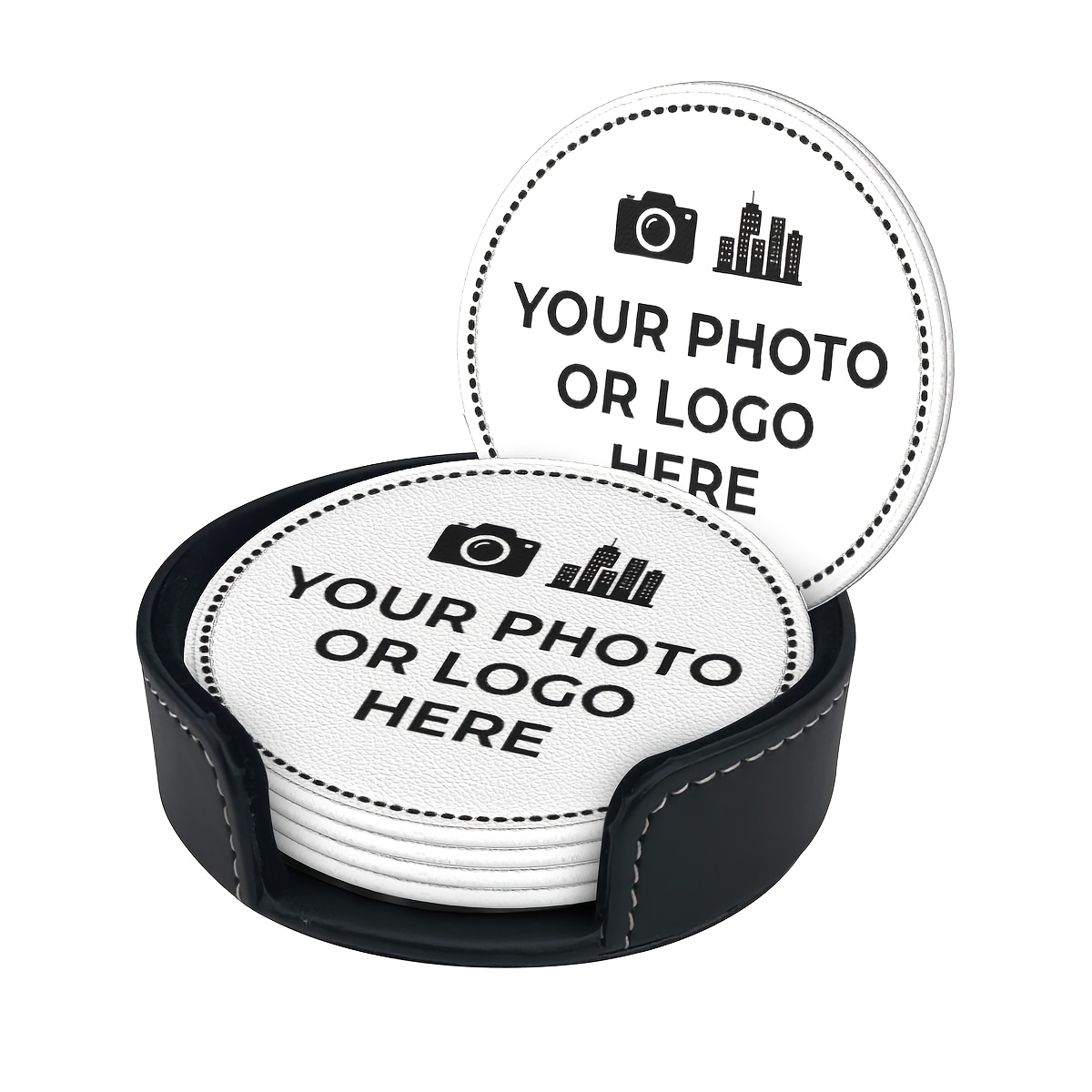 TEMU Set Of 6 Custom Coasters With Storage Box- Customizable With Logo/photo/text- Non-slip, Heat-resistant, And - Practical Gift For Coffee Tables,