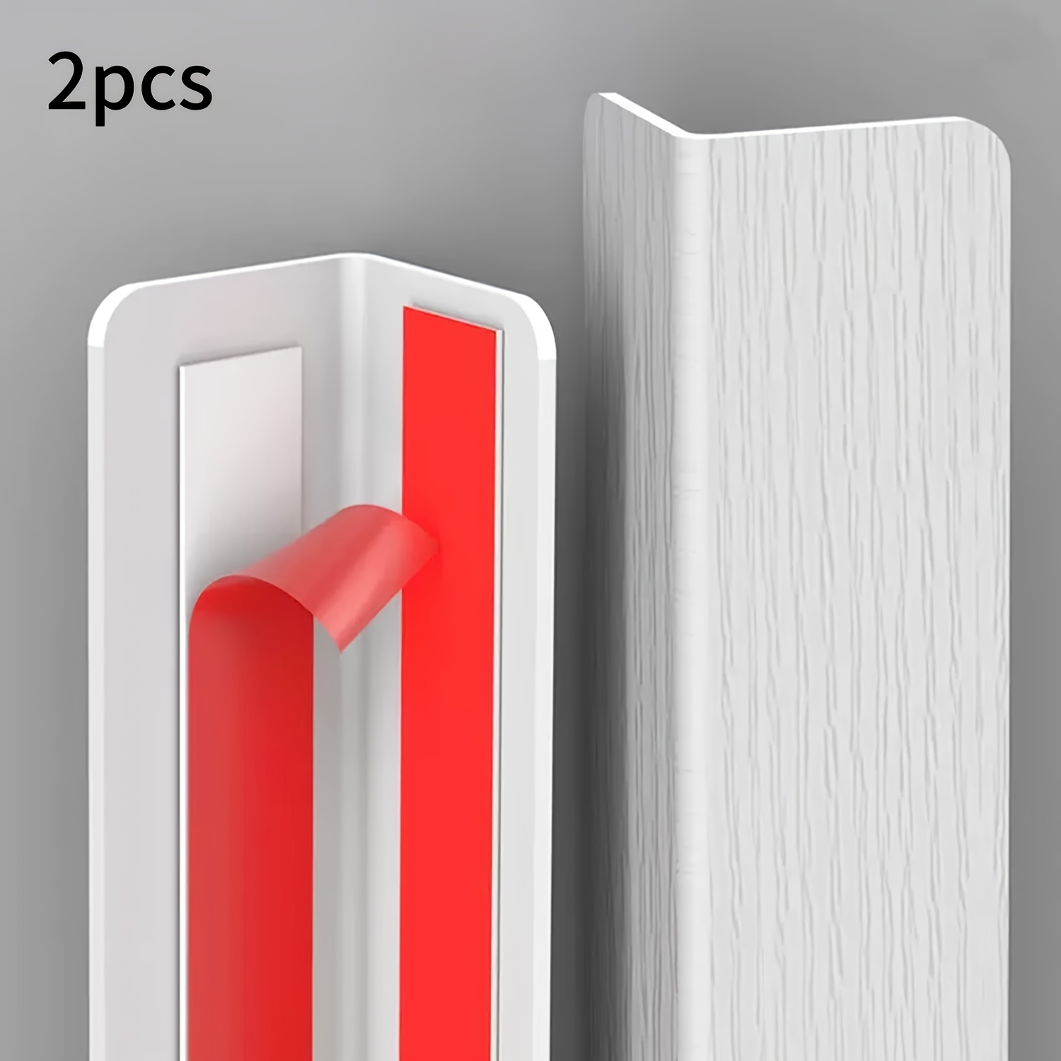 Image of Wall Corner Protector, 2pcs Self-adhesive Corner Guards, 0.98in/1.57in W X 35.4in L, Thickened Pvc Wall Corner Furniture Stair Guard Edge Protector, White, With Patterns
