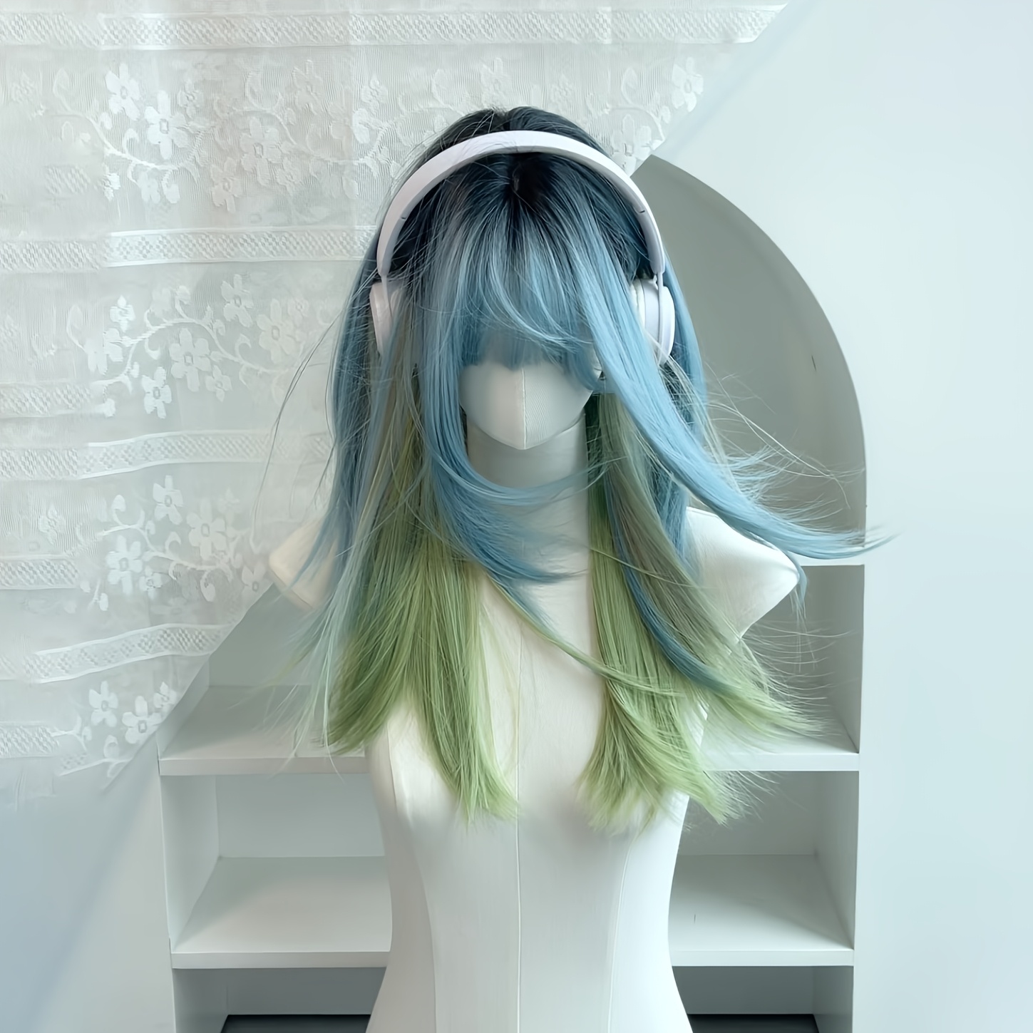 TEMU 26-inch Women's Wig, Y2k Gradient Air Bangs, Straight Hair, Natural And Versatile For , Photos, Music Festivals, Parties, And All-purpose Wigs