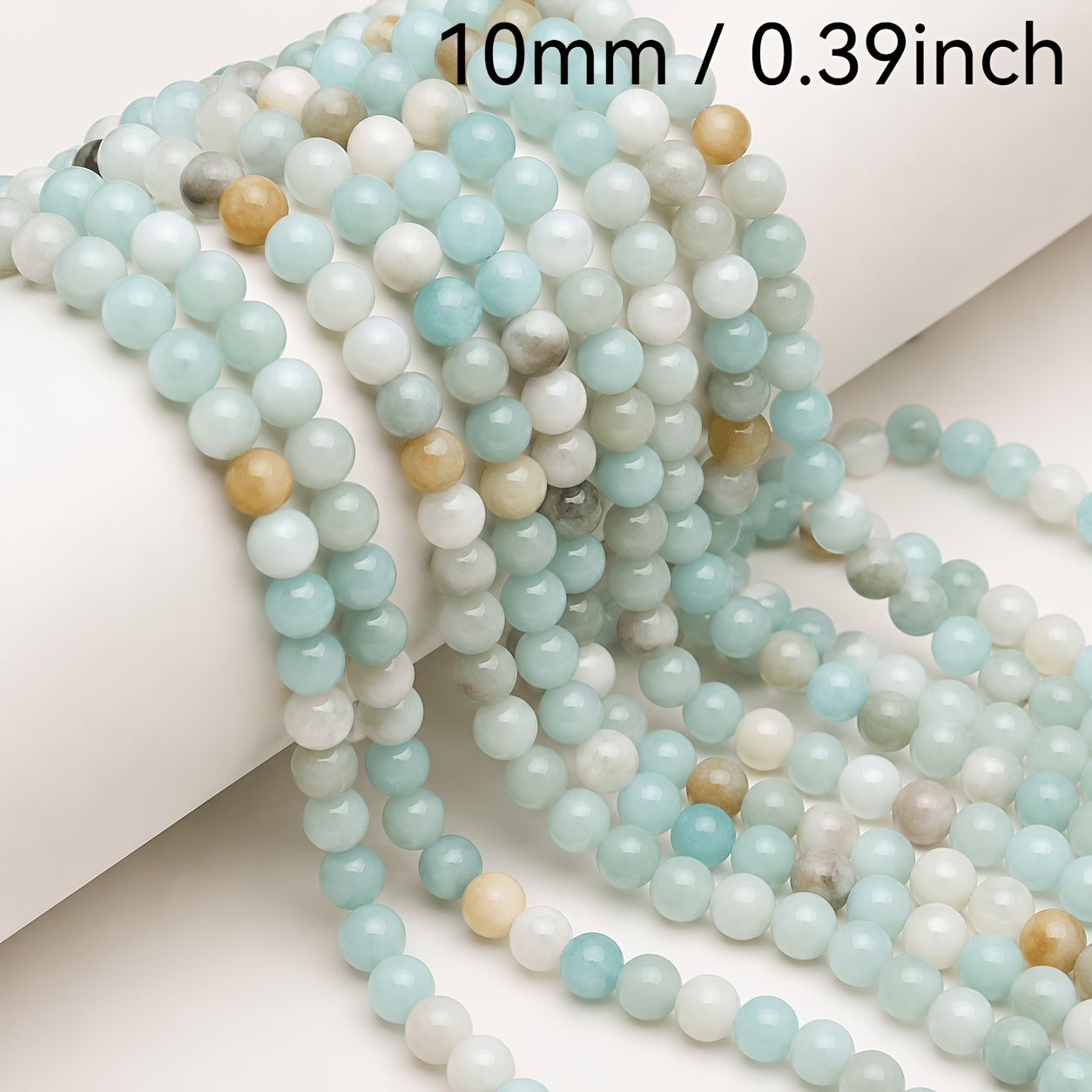 TEMU Natural Amazonite Loose Beads, Round Spacer Beads, For Necklace, Bracelet, Earrings And Anklet Making