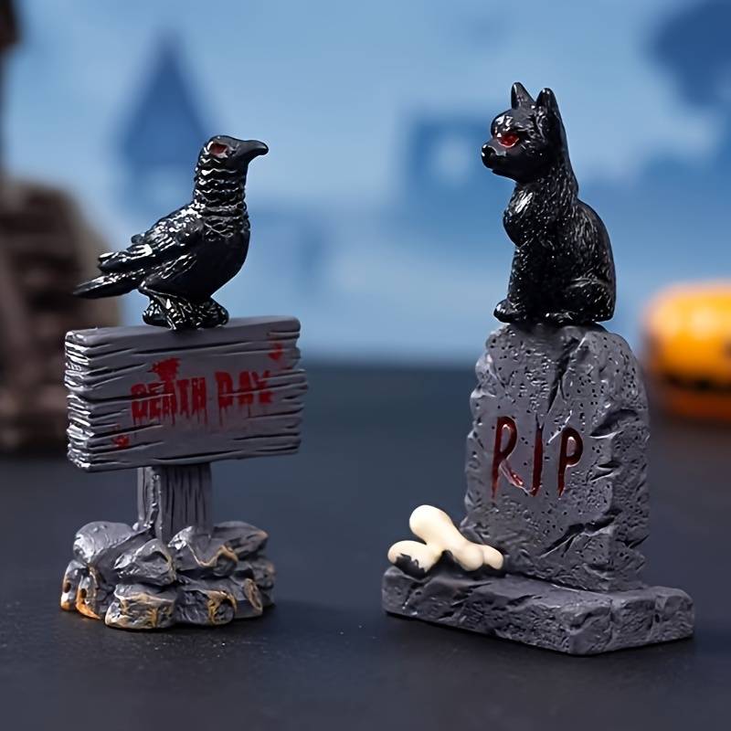 21 Figurines Halloween Miniatures En Résine - Maison Hantée, Citrouille, Squelette Pour Décoration Table