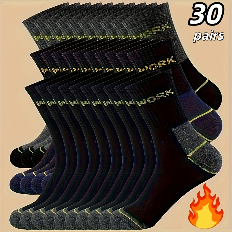 TEMU Pairs, Thickened Autumn/winter Socks For Men And Women, Outdoor Sports & Casual Business Socks With Odor-resistant & Moisture-wicking Polyester