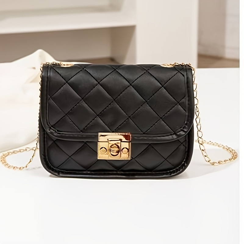 TEMU New Fashionable Casual Trendy Women's Rhombusb Lock Cover Shoulder Bag, Simple Commuter Versatile Women's Bag For Vacation And Travel