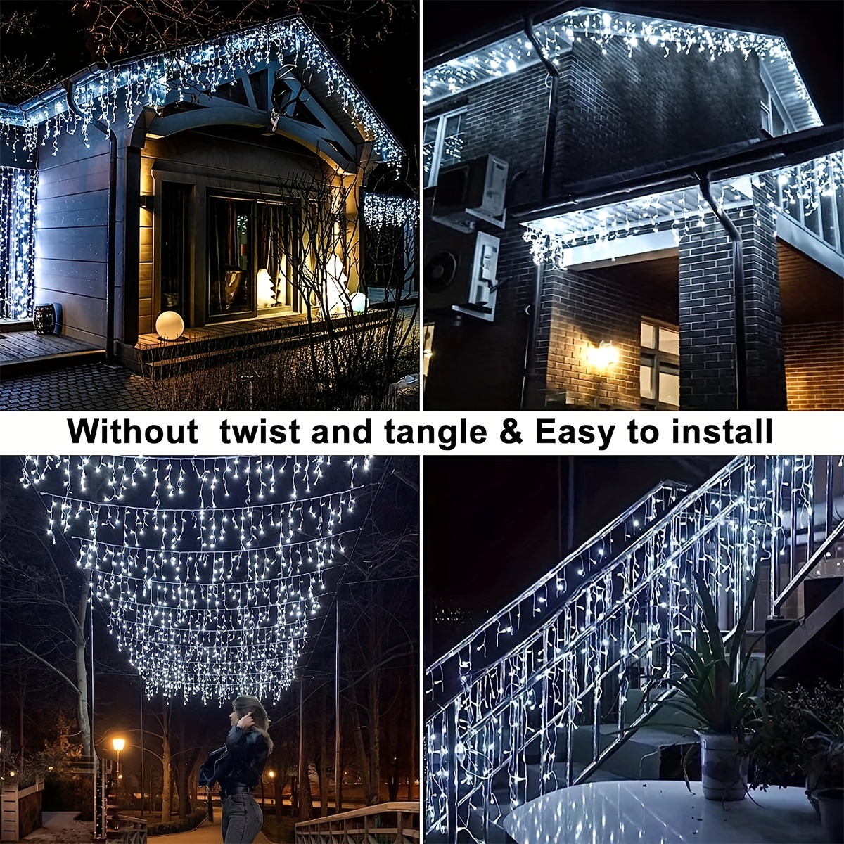 Solar 96 Leds Holiday Wedding Outdoor Icicle Lights Plug in Temu Canada