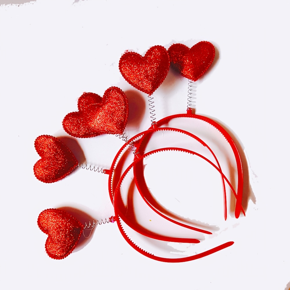 Roter Herz-Haarreif Mit Glitzer – Valentinstag Stirnband Für Frauen, Hochzeit, Geburtstag (20x16 Cm)