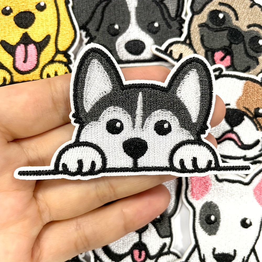 9pcs Cute Cartoon Dog Iron-On Patches Embroidered Appliques for Clothes, Denim Jackets, Backpacks - Polyester Animal-Themed DIY Decorative Patches for Craft, All-Season Fashion Accessory for Ages 15+ details 6