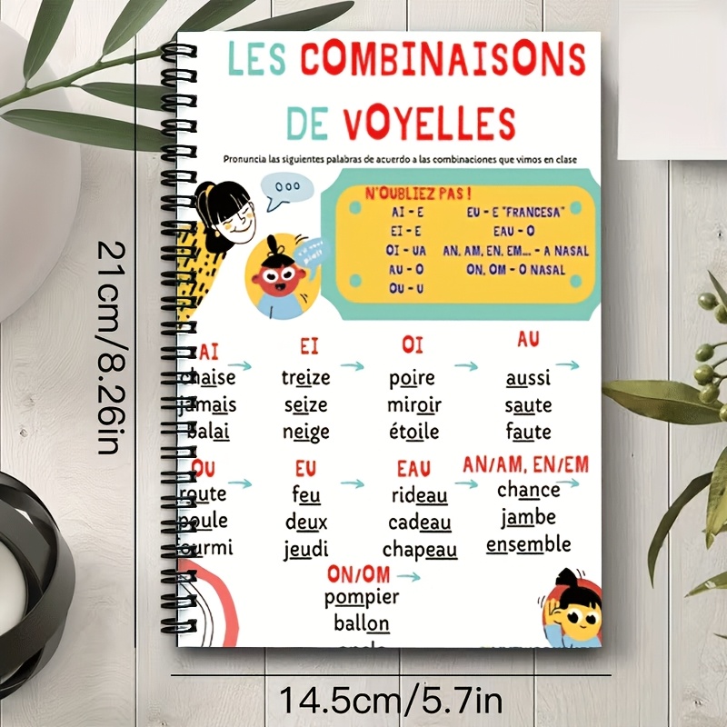 TEMU 1 pièce [2D] Organisateur personnel plat, Cahier à spirale A5 pour l'apprentissage des combinaisons de , 50 feuilles (100 pages), Convient pour