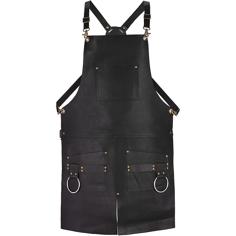TEMU Premium Faux Leather Apron With Customizable Logo, Fashionable Hairdresser Bartender Hairstylist Coffee Maker Barista Workwear Tattoo Apron