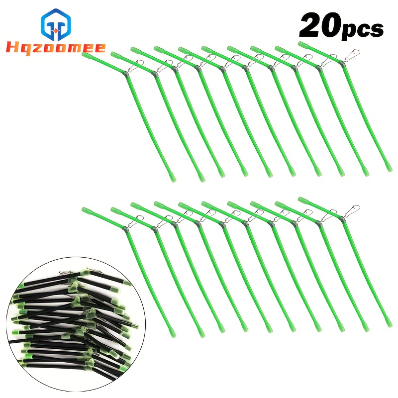 HQZOOMEE 20 Stück 21 cm / 8,26 Zoll Grüne Anti-Winding-Rohre aus Kunststoff, 2-farbige Angelgruppe Balance Connector Rohre, Langlebige Wurfangelzubehör
