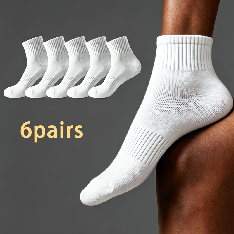 6-pair Men' Mid-calf Socks, /summer Lightweight Knit Socks, Solid Color Versatile Unisex Socks