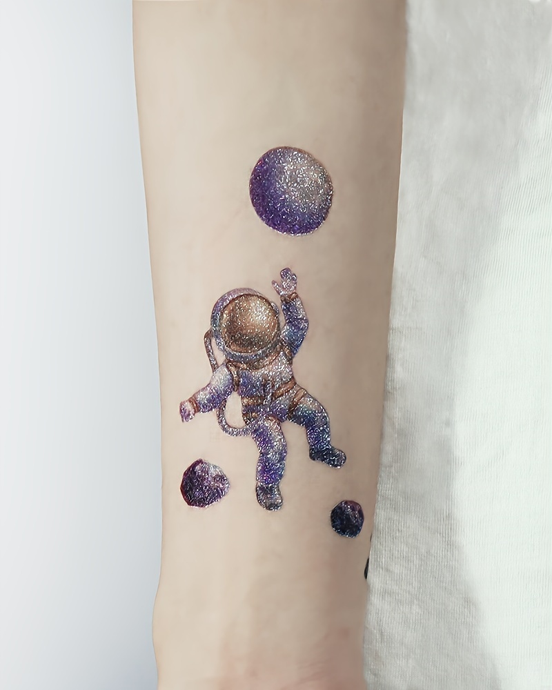 12pcs glitter temporary tattoos cute cartoon space universe - Temu Canada, image size:800x1000