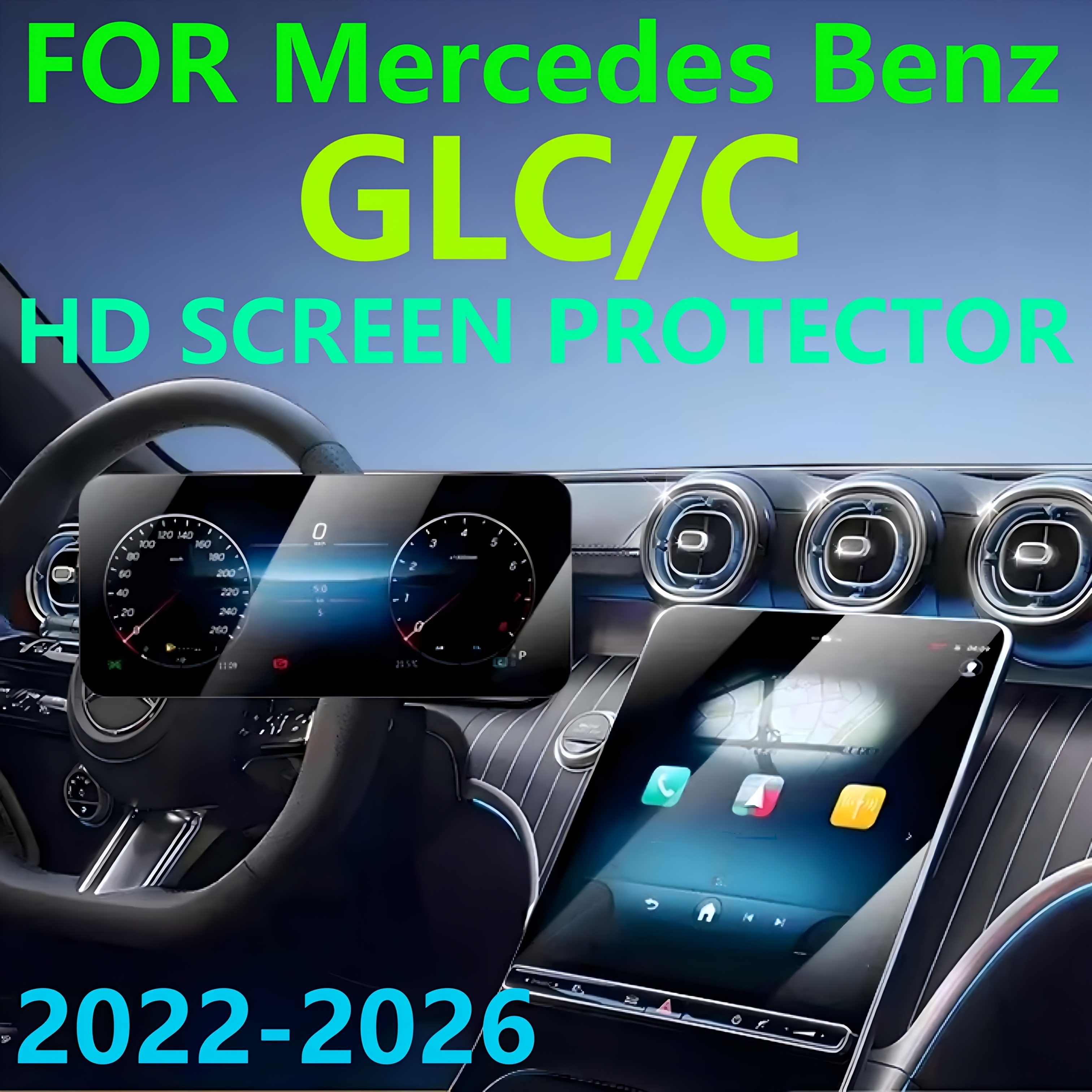 Image of 2pcs/2pcs+ Suitable For Glc 2022-2026 Car Screen Protector Compatible For Glc/ Touchscreen Cover, Hard Pet Film For Dashboard, Console & Protection, Direct Replacement For Original Film