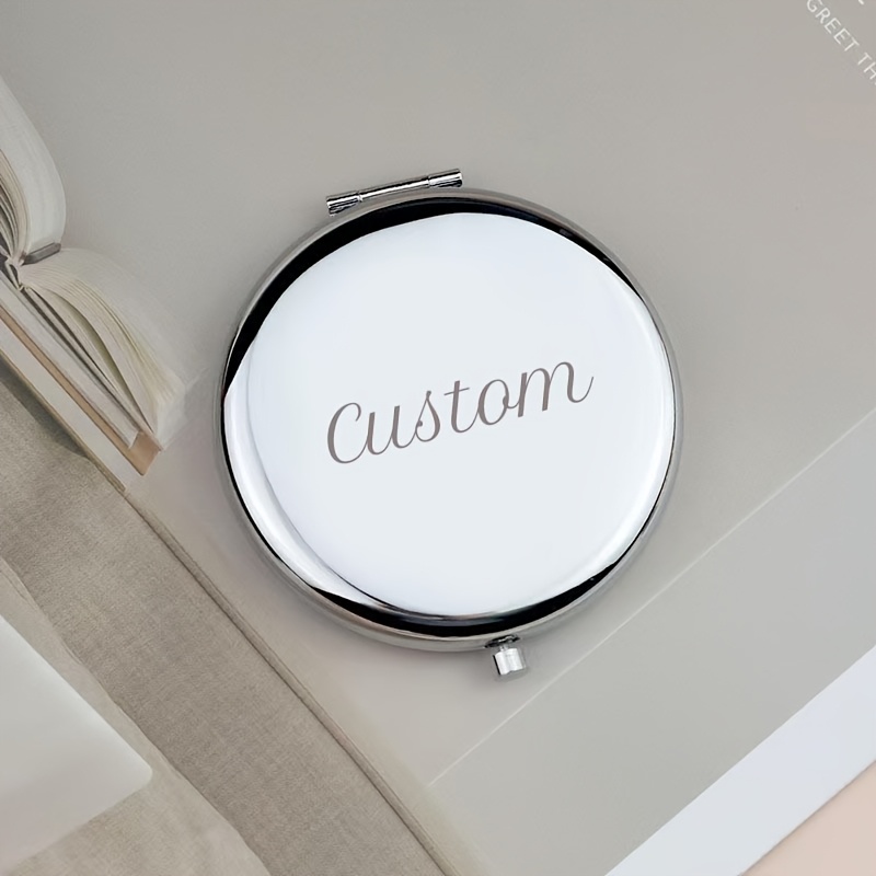 TEMU Personalized Engraved Pocket Mirror With Name/initial/text - Compact Magnifying Mirror, Suitable For Bridesmaid Gifts, Wedding Presents, Daily
