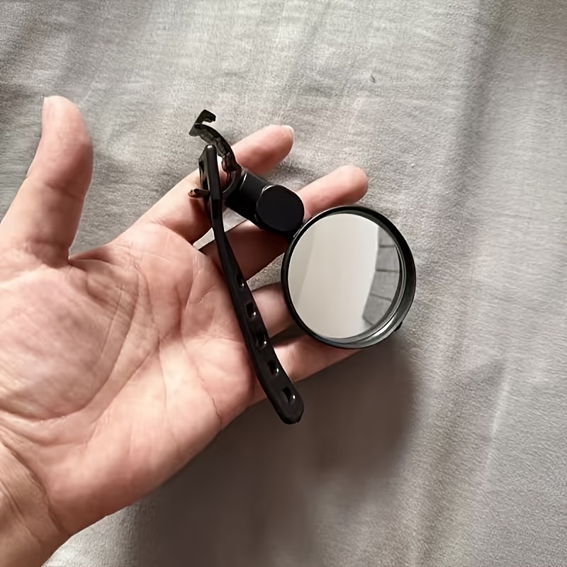 Image of Adjustable Bicycle Rearview Mirror, 360-degree Convex Mirror, Universal For Mountain, Road, And Single Bikes, Reflective Mirror With Non-slip Silicone Handle, Acrylic , Outdoor Cycling Accessory