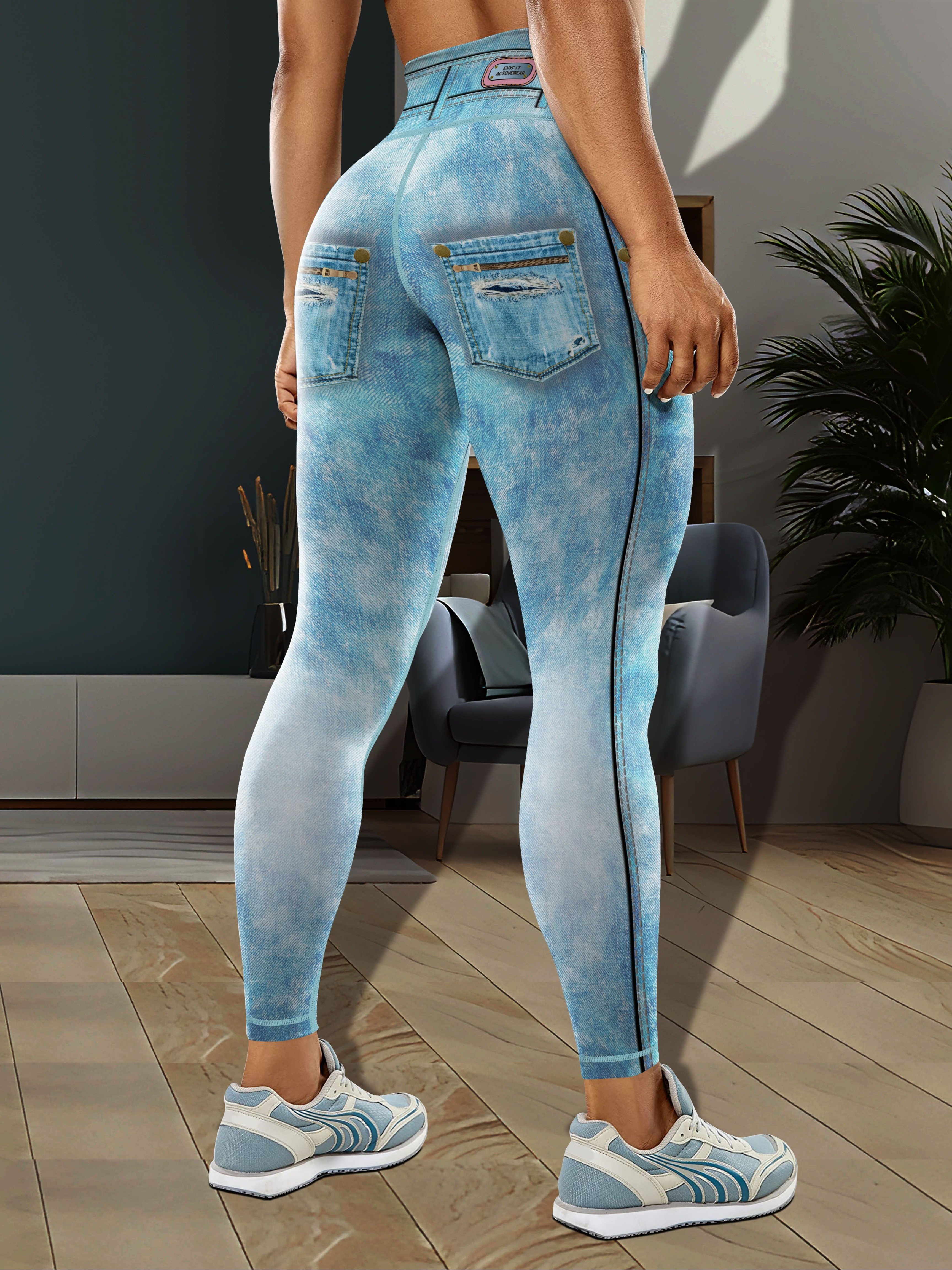 YUNAFFT Yoga Pants for Women Clearance Plus Size Women's Athletic And  Gentle Large Digital Printed Denim Sports Leggings Yoga Pants 