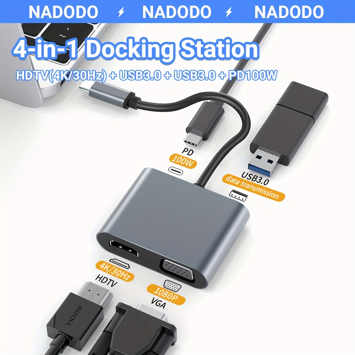 Cable USB tipo C a HDMI, Adaptador 4K, 30Hz, 60Hz, PD, 60W, puerto de  alimentación, para Nintendo TV, macbook - AliExpress
