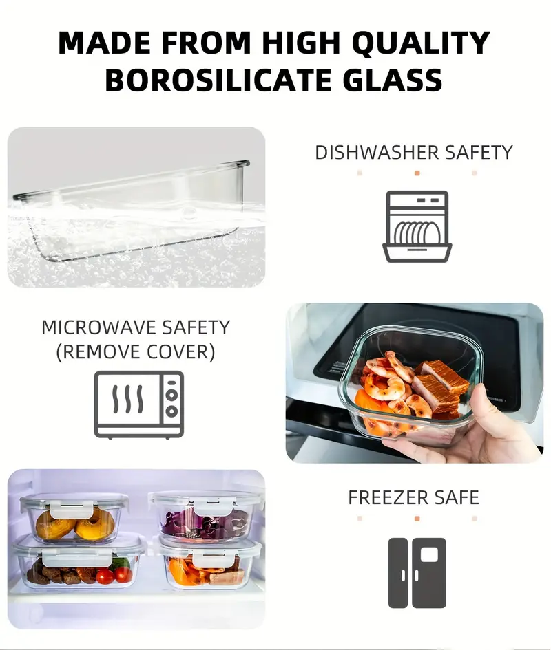 24pcs 12containers 12lids high borosilicate glass food storage containers set glass food meal prep containers with leakproof airtight lids lunch on the go kitchen pantry organizers and storage Product details 2