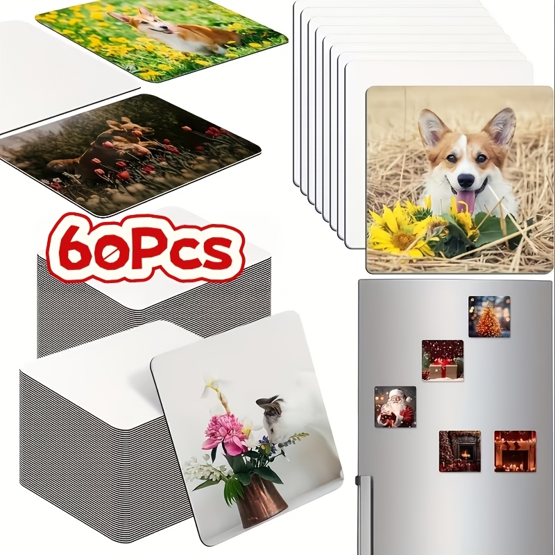 TEMU 30/60/100pcs Aimants de Réfrigérateur Magnétiques Personnalisés , , - Logo/ Personnalisé/Aimants Carrés en Plastique avec Base Magnétique,