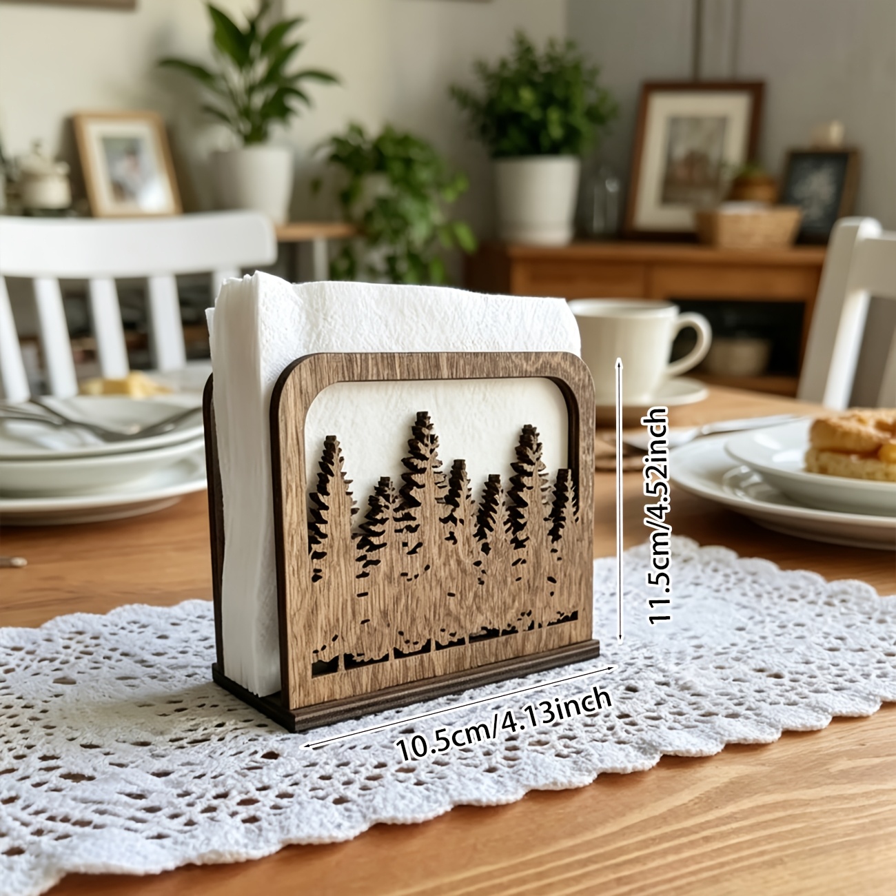 TEMU 1pc, Thickened Country Style Wooden Napkin Decor Card, , Upright Christmas Decor Napkin Holder, Farmhouse Style Tabletop Holiday Decor Storage