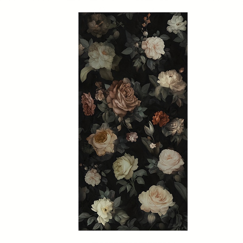 Image of A Self-adhesive Wallpaper Featuring A Black Rose Background, Vintage-style Decal For Renovating Living Rooms, Bedrooms, And Bathrooms