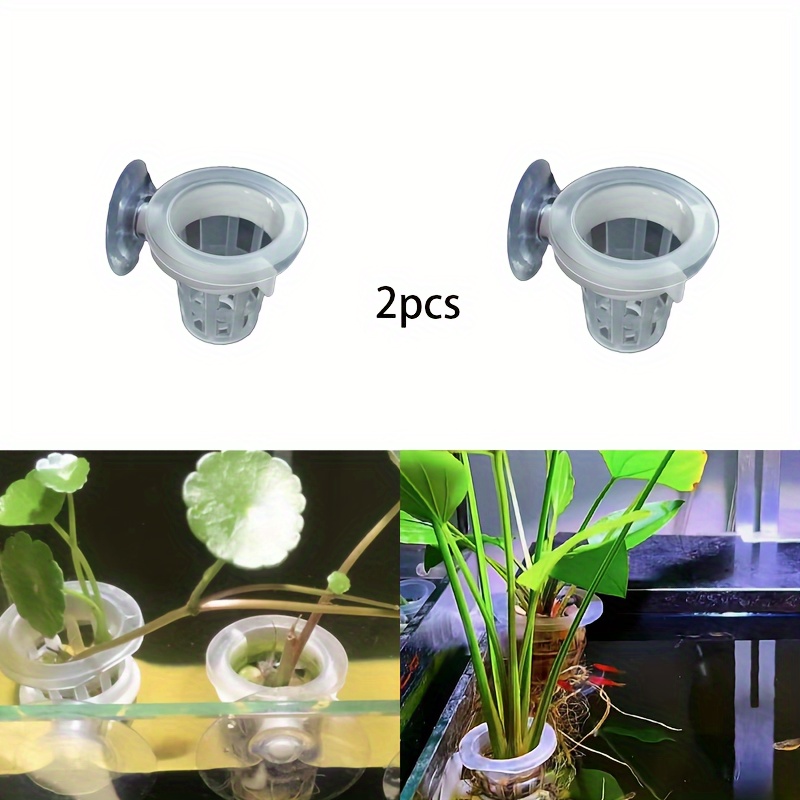 

2pcs Aquarium Planting Cup With Suction Cup For Fish Tank, Fish-safe Pp Material Aquatic Plant Holder For Aquarium Decor