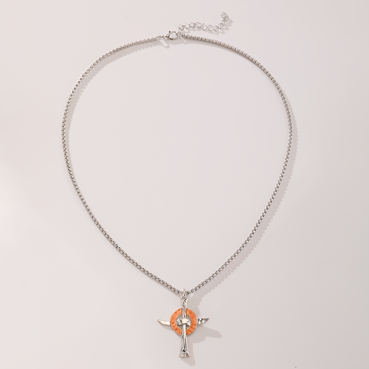 TEMU Vintage Gothic Cross Wing Pendant Necklace Suitable For - K Plated Choker Chain, Retro Winged Cross For Daily Wear, Parties, Hip-hop Style,