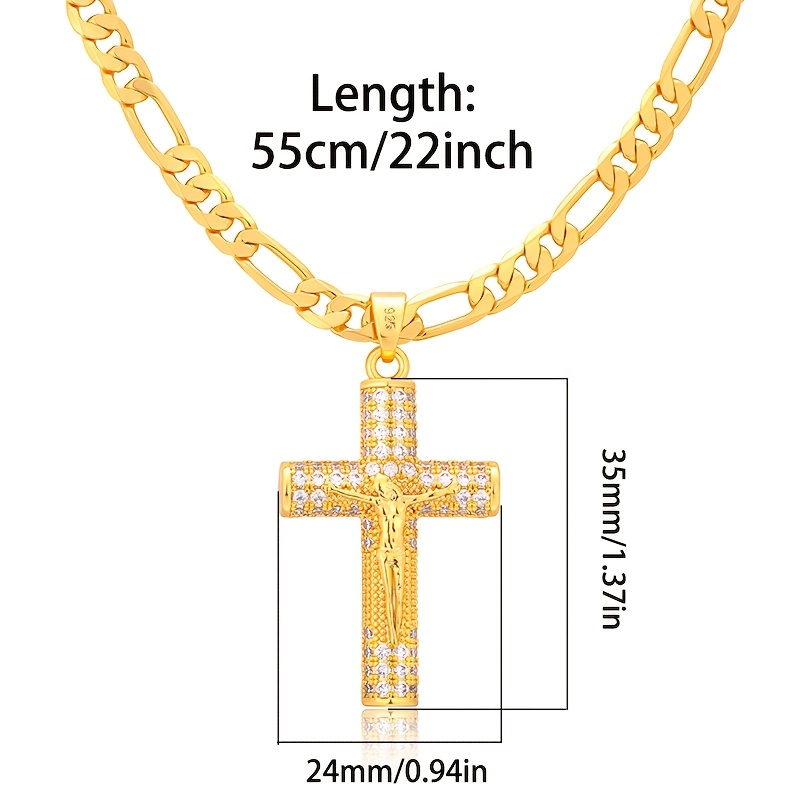 Image of Men's 925 925 Silvery Necklace 18k Gold Plated 22 Inch Chain Hypoallergenic Gentleman Ideal Gift For Valentine's Day Halloween Father's Day Exquisite Gift Box Included Local Warehouse