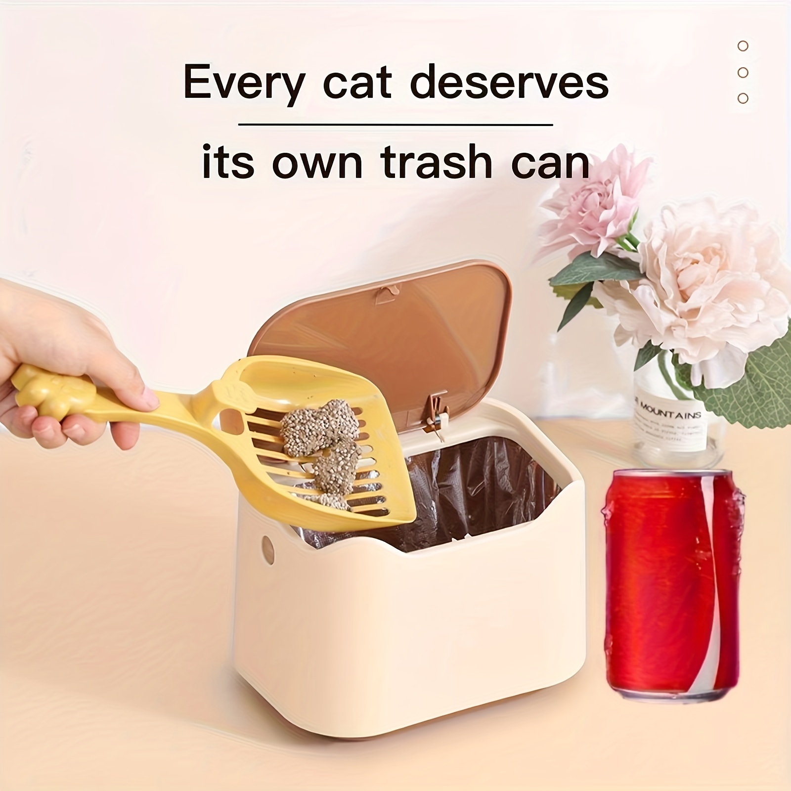 

Cat Litter Trash Can With Press-and-pop Lid, Odor-control Design, Antimicrobial Contact Prevention, Compact Waste Bin For Convenience