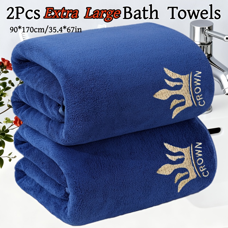 Image of 2 Bath Towels Measuring 90*170cm/35.4*67in, Made Of And Microfiber In Solid Colors. Are Soft And Comfortable, Absorbent, Suitable For Home Showers, Hotels, Saunas, And Spas, With Multiple Colors