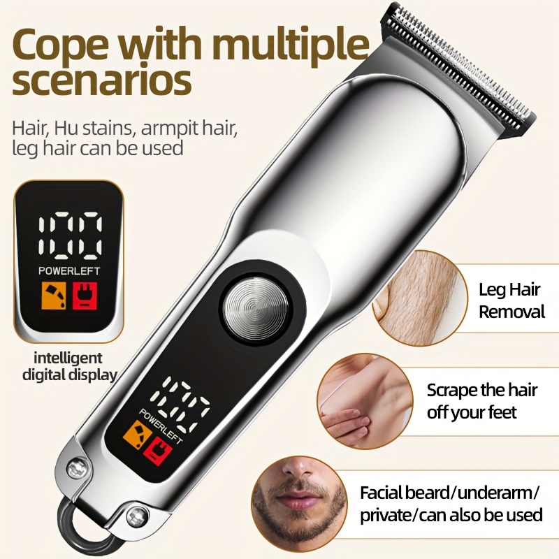 ტრიმერი, თმის ტრიმერი, კაცის სახელოვნის ტრიმერი, სილამაზღურის დასამწყვებელი, LED ეკრანით, ჩაქუში/ფრიგული/გამარჯვეული პარკის ტრიმერი, Type-C დამტენით, 6 ზომის ინსტრუმენტით, სალონი/სახლისთვის, იდეალური საჩუქარი, ძმის საჩუქარი, საუკეთესო საჩუქარი