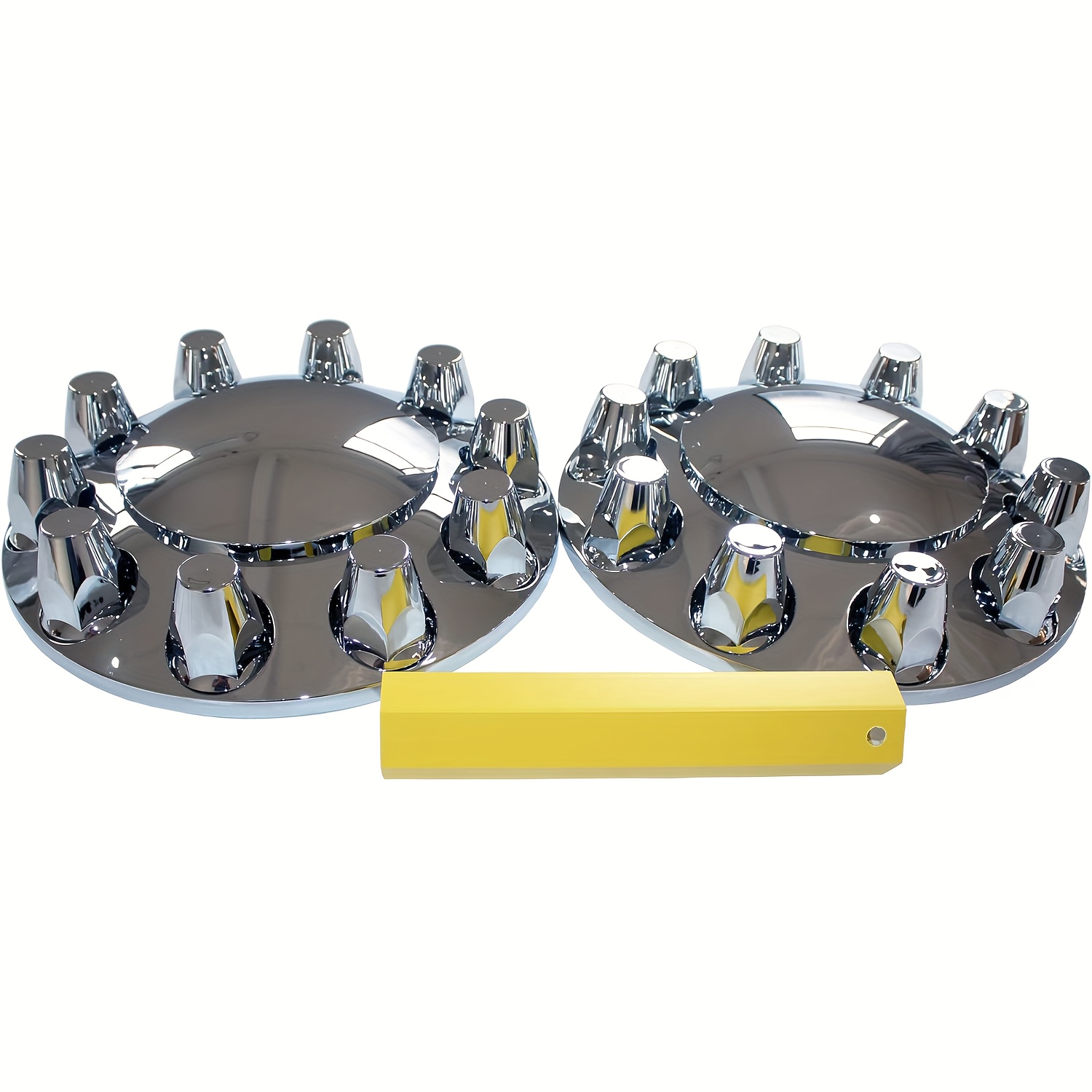 2 Pcs Spiked Front Wheel Covers For Semi Trucks With 33mm Lug Nut Covers - ABS Chrome