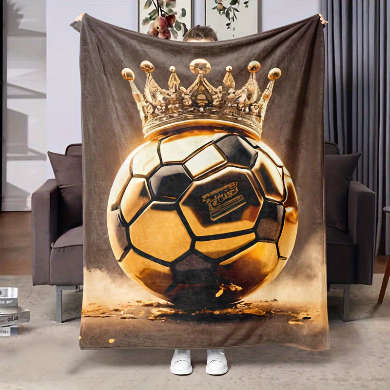 

Ballon de football contemporain avec en flanelle à couronne - Motif géométrique, numérique, en polyester tricoté léger et pour canapé, lit, - Cadeau idéal pour et