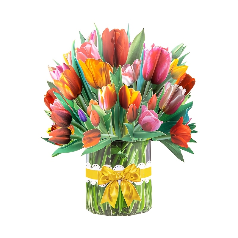 

Carte de Vœux Bouquet de Tulipes Pop-Up 3D avec Enveloppe - Carte Florale Multi- pour Mariage, Saint-Valentin, Fête des Mères, Anniversaire, Anniversaire de Mariage - Langue Anglaise