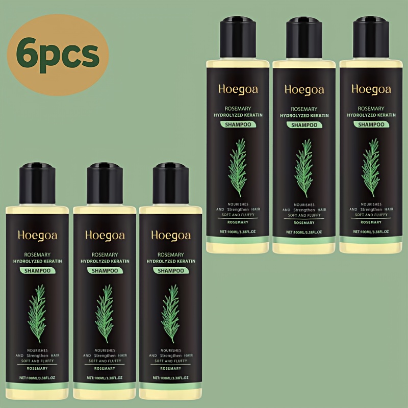 [6pcs Rosemary Thickening Shampoo], Rosemary Hydrolyzed Keratin Shampoo, Natural Plant Extracts, Lightweight, Oil-, Hair Shampoo, Deal With All Kinds Of Hair