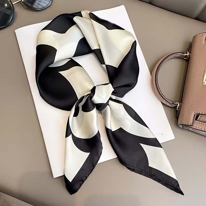 Fashion Floral Pattern Square Scarf, Multi-functional Use, Suitable For Daily Commuting And Festive Gifting, Wear