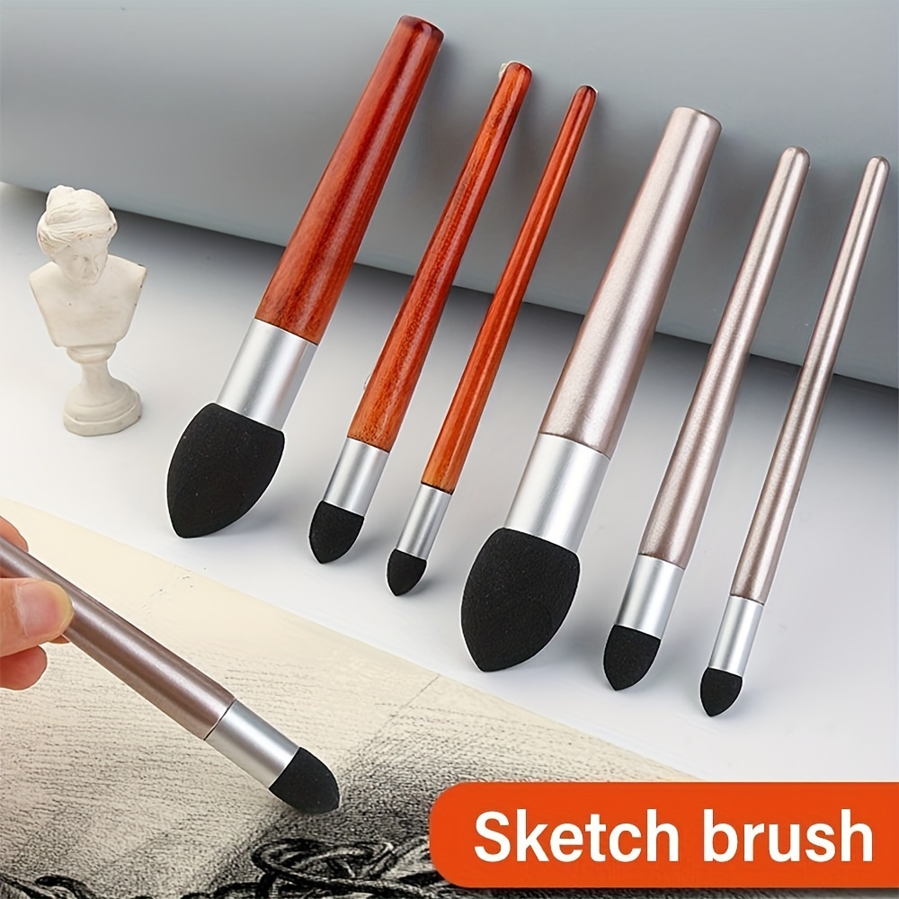 

3pcs Washable Sketching Tool Set - Soft Sponge Brushes For Art , Detailing & Rendering - Reusable Smudge Erasers