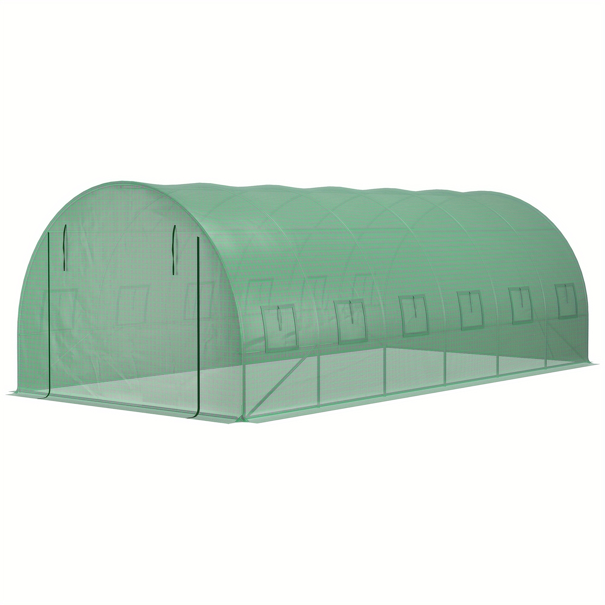

Outsunny 19.7' X 9.8' X 6.6' Plastic Greenhouse Cover Replacement, Heavy Duty Waterproof Tarp For Hoop House, Sheeting With 12 Windows, Door & Reinforcement Grid, Green